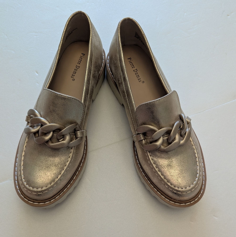 Gold Pierre Dumas Loafers with Chain Detail